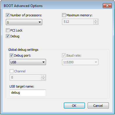 Debug Mode configuration for USB debugging