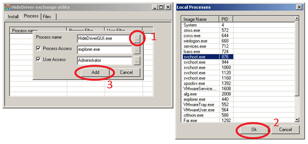 Hide processes