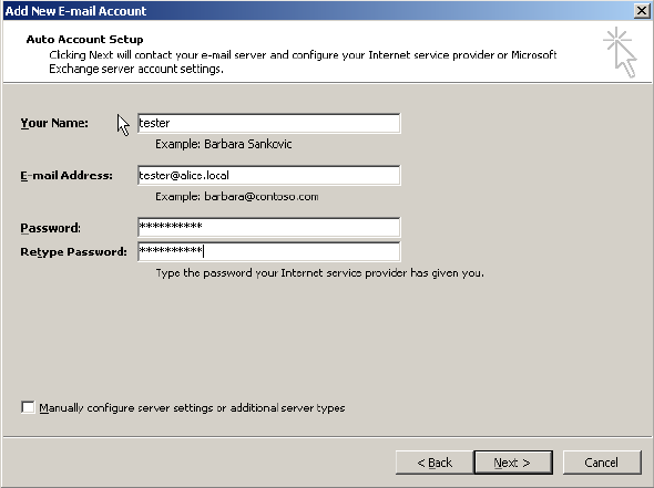 Configure not default account in Outlook
