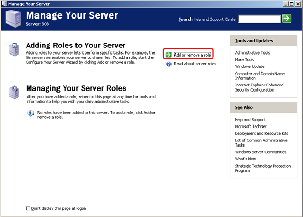 Manage Your Server window