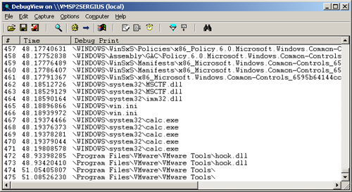 Debug output monitoring.