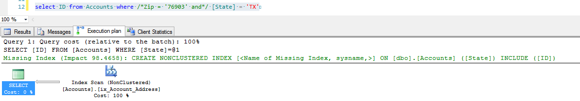 SQL query optimization - index change