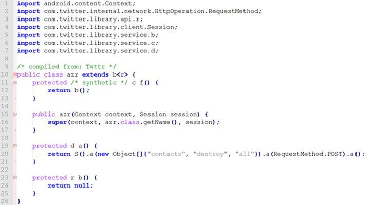 Mobile application security - obfuscated source code example