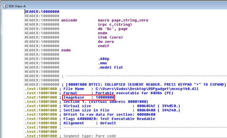 Getting the base address of msvcp140.dll to calculate the proper ROP gadget address