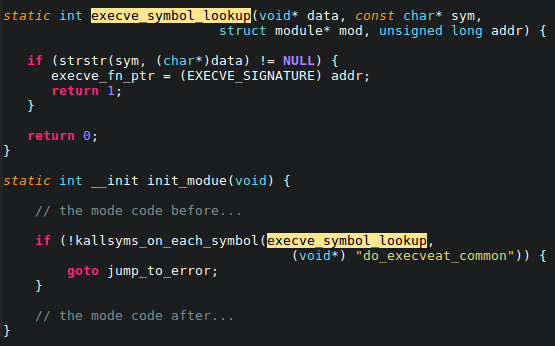 Kernel symbol lookup with kprobes