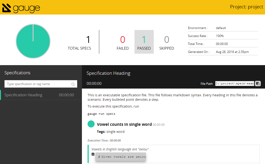 Gauge Framework report