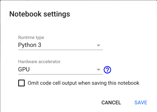 Google Colab Settings