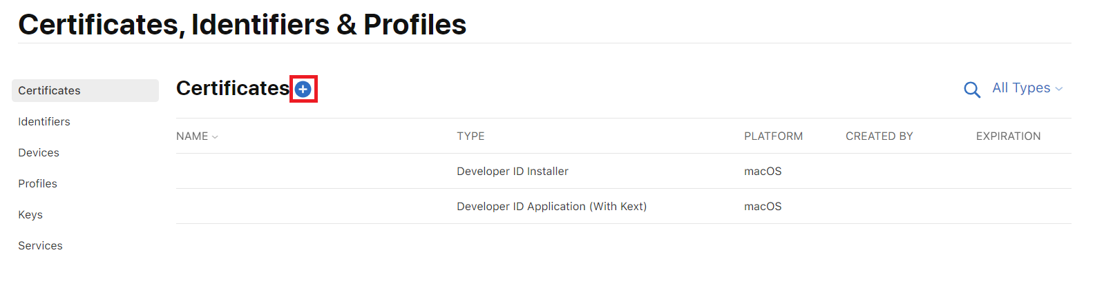 adding a new Apple developer certificate
