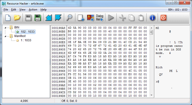 Examine resources with Resource Hacker