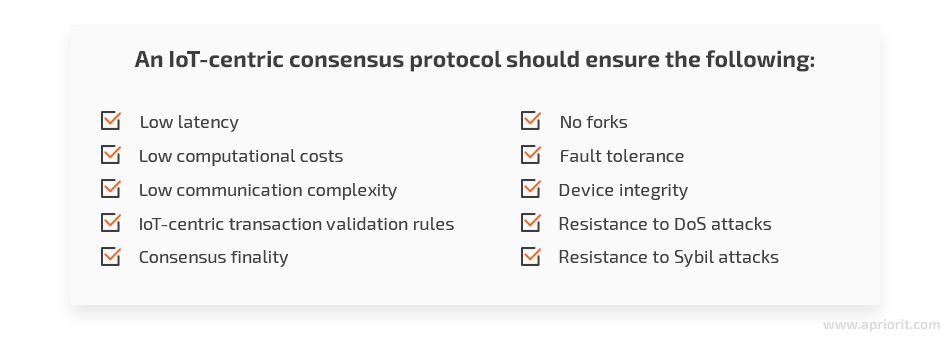 IoT centric consensus protocol requirements