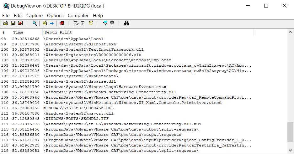 debug output monitoring