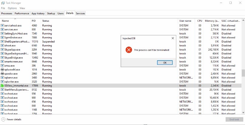 message box with an error