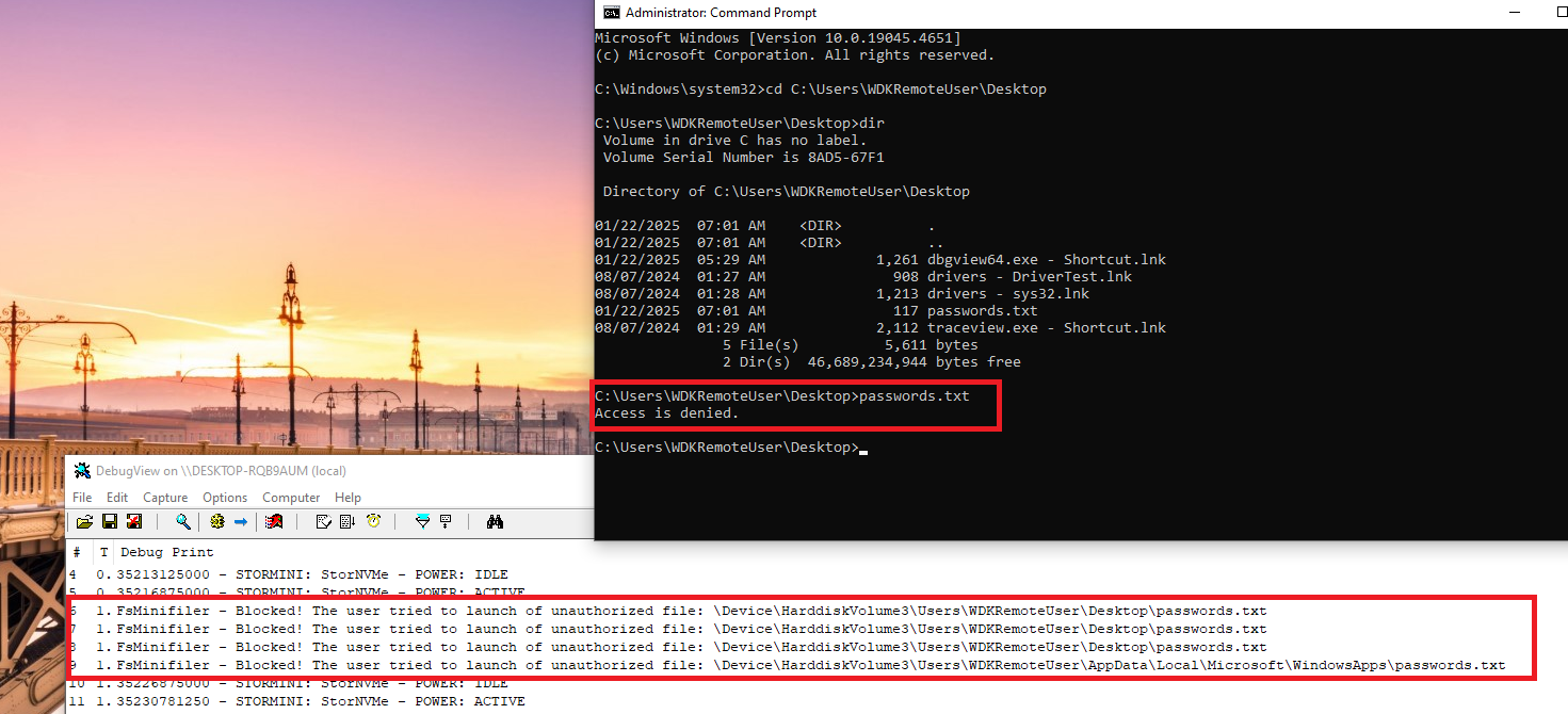 Testing protection from unauthorized file opening