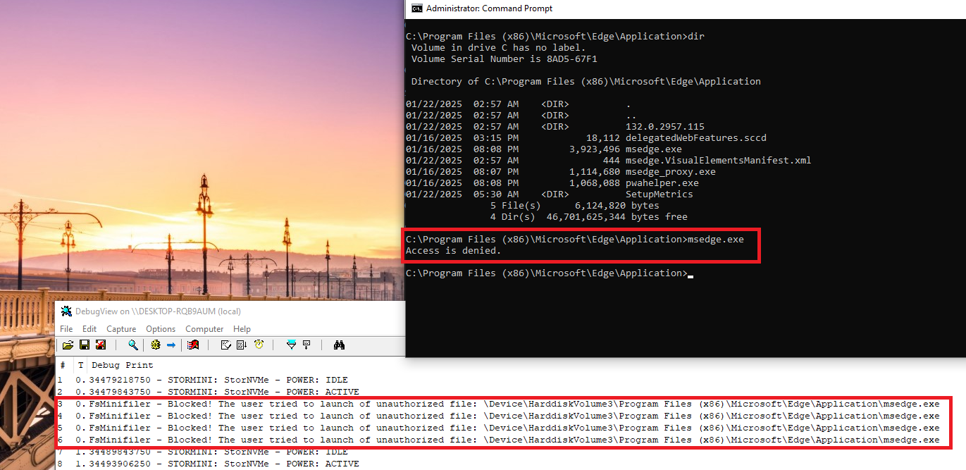 Testing protection from unauthorized process launching