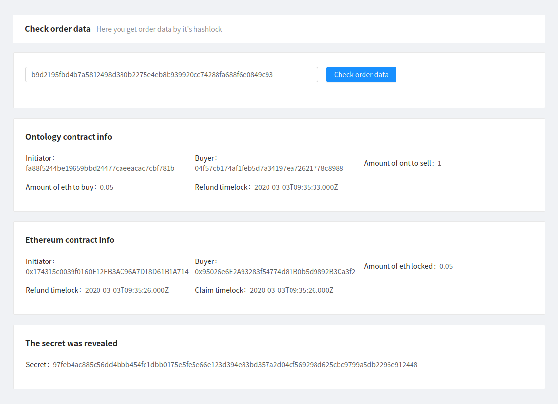 checking order data