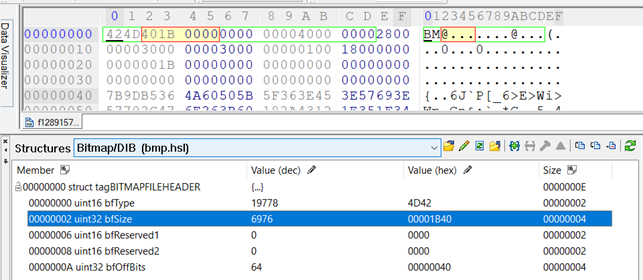 extracting file size from the header data