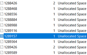  checking 1289364 unallocated sector