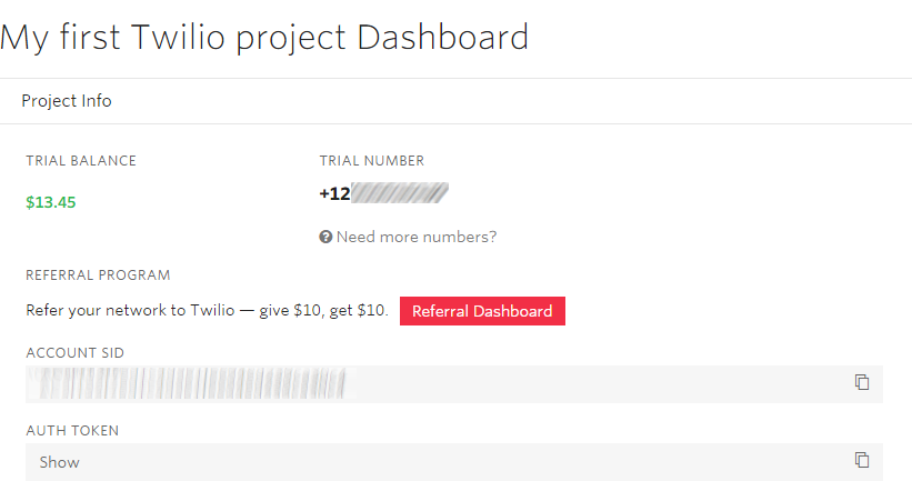 picking phone number in Twilio trial account