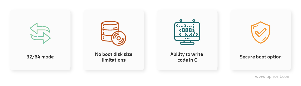 Key advantages of working with UEFI instead of BIOS