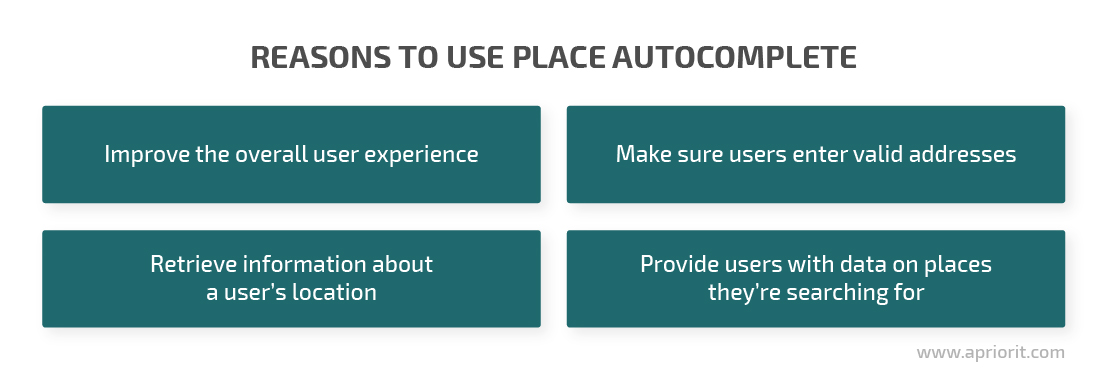 Reasons to use Place Autocomplete