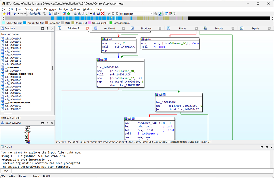 Screenshot 1. IDA Pro interface