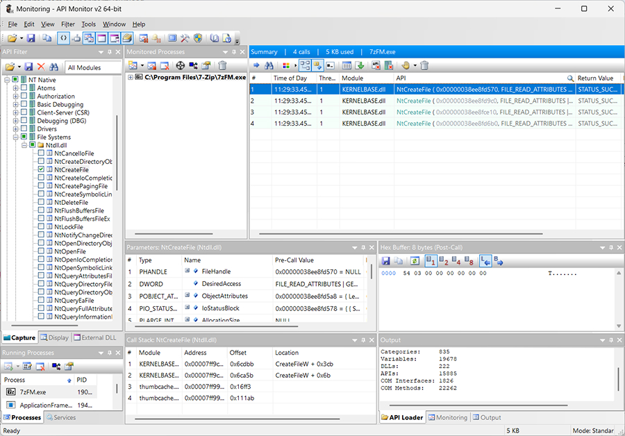 Screenshot 13. API Monitor’s API Capture Filter interface