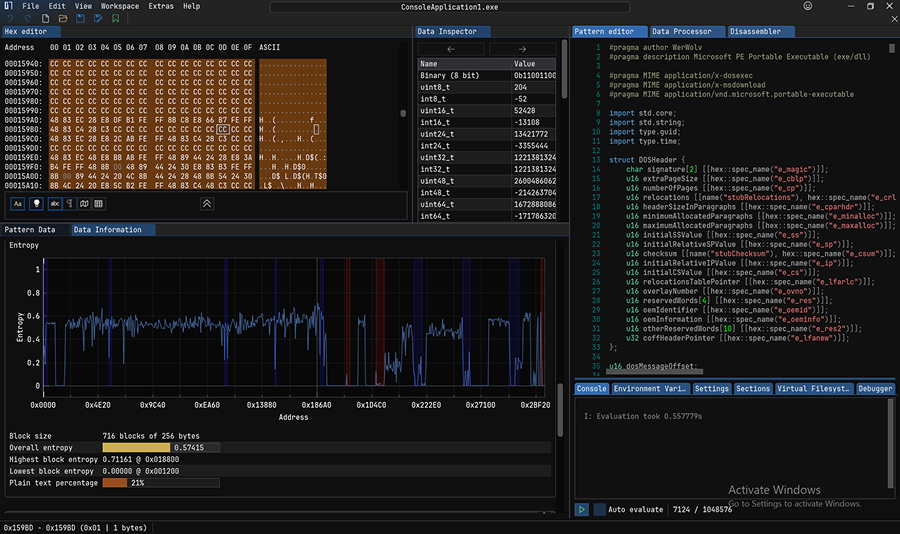 Screenshot 2. ImHex interface