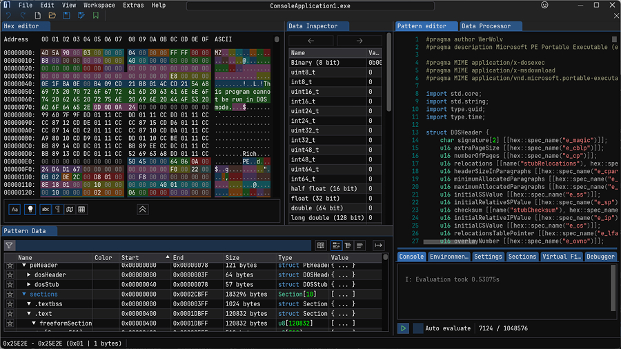 Screenshot 3. ImHex interface