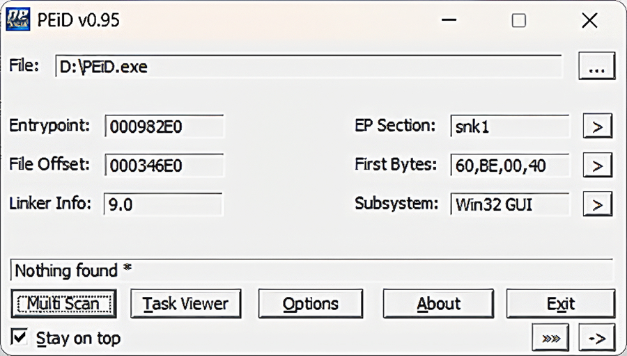 Screenshot 7. PEiD interface