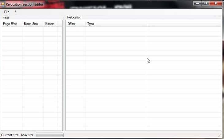 Screenshot 9. Relocation Section Editor interface