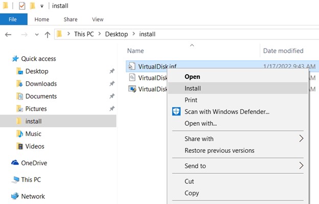 Installing the virtual disk driver