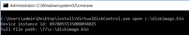 Opening the virtual disk with the console utility