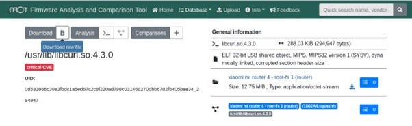 Downloading files from the analyzed firmware