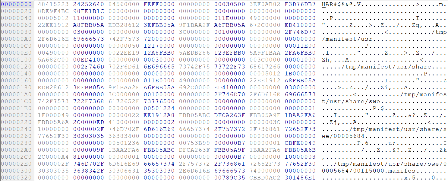 3 how the beginning of a har file looks in a hex editor