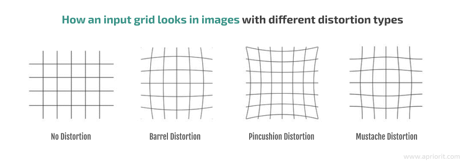 How an input grid looks in images with different distortion types