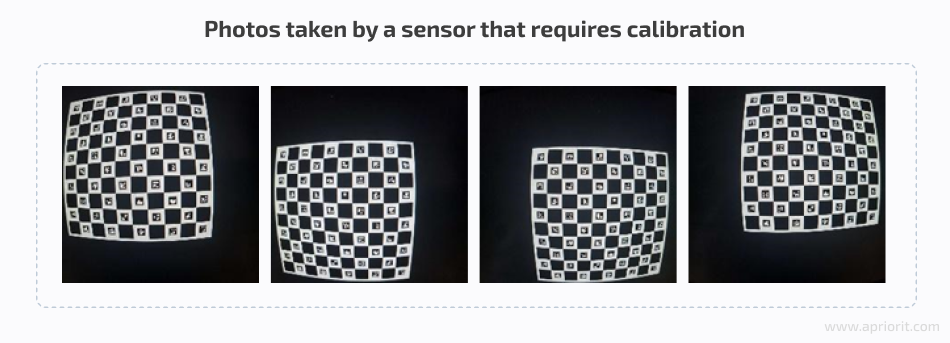 Photos taken by a sensor that requires calibration