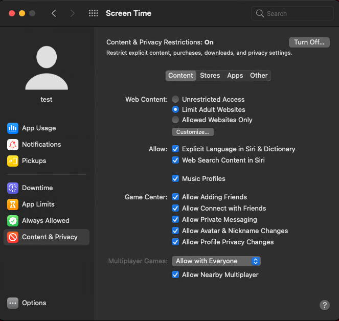 Configuring account privacy settings