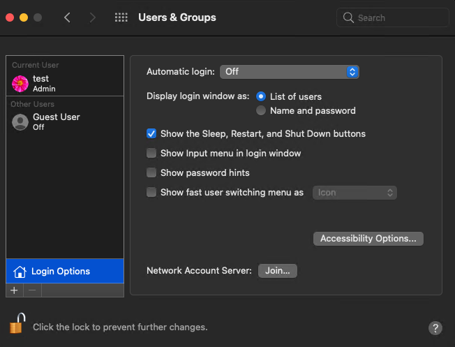 Changing Login Options in macOS
