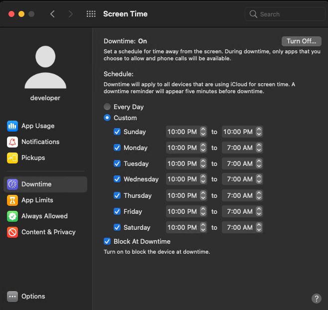 Configuring system downtime