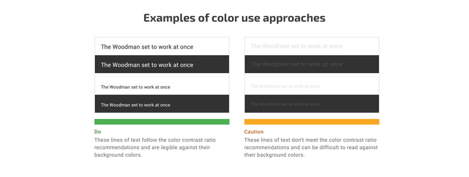 Examples of color use approaches