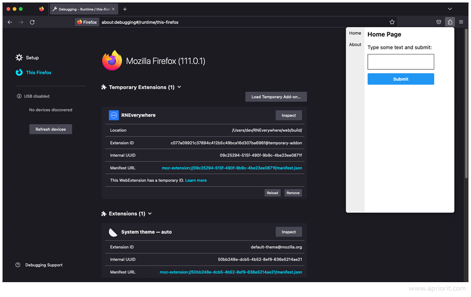A React Native app as a Firefox extension
