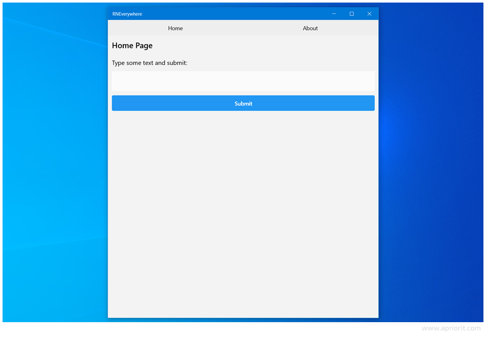 A Windows version of the React Native app