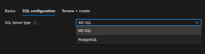 SQL configuration tab created with Microsoft.Common.DropDown