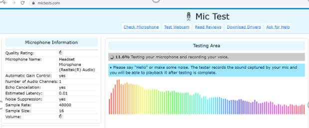 Microphone testing results