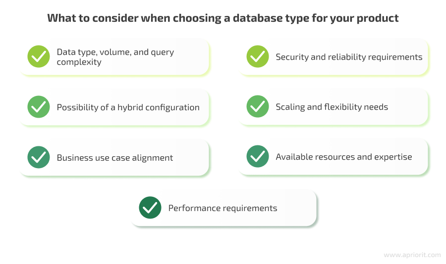 What to consider when choosing a database type of your product