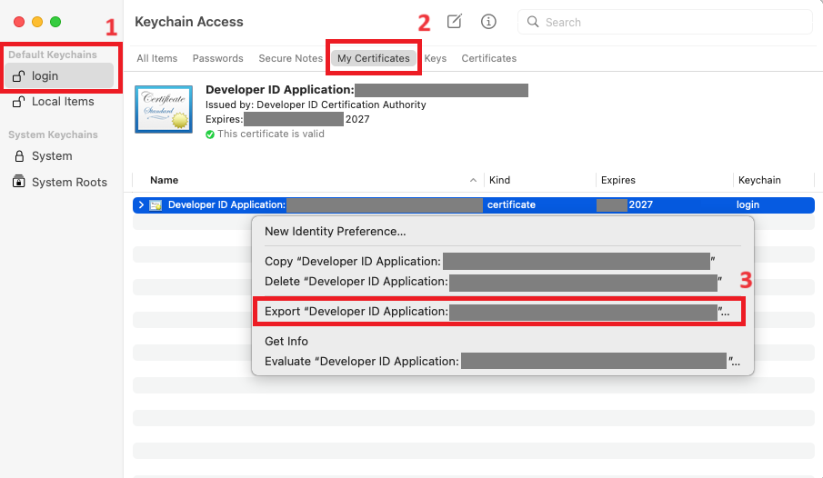 Export Certificate from Keychain Access