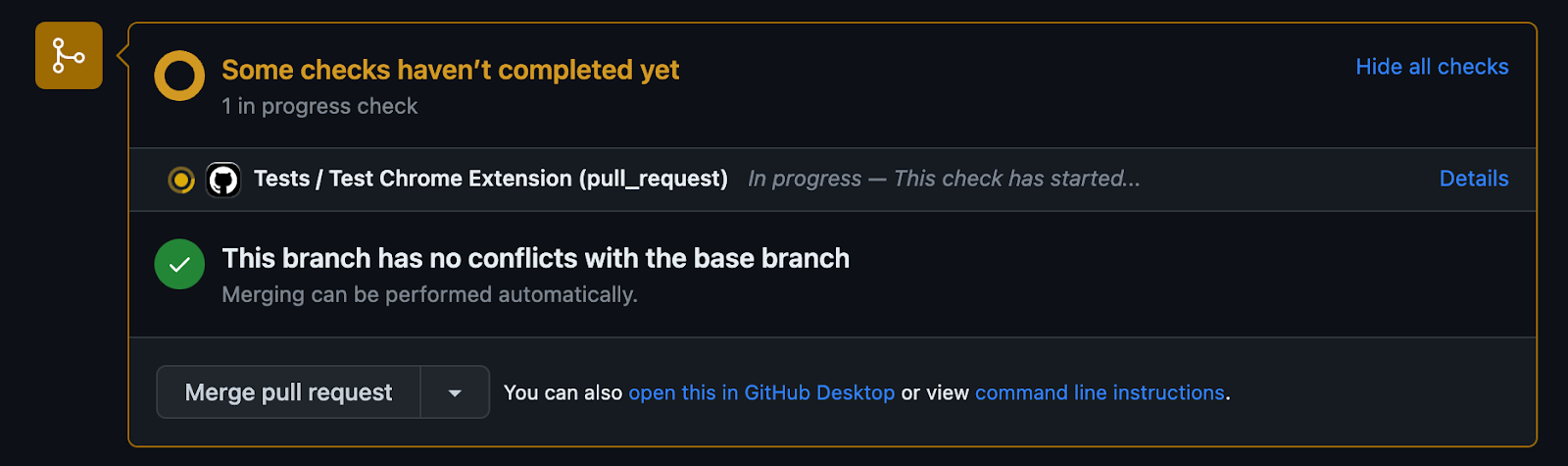 Run GitHub Actions in progress 