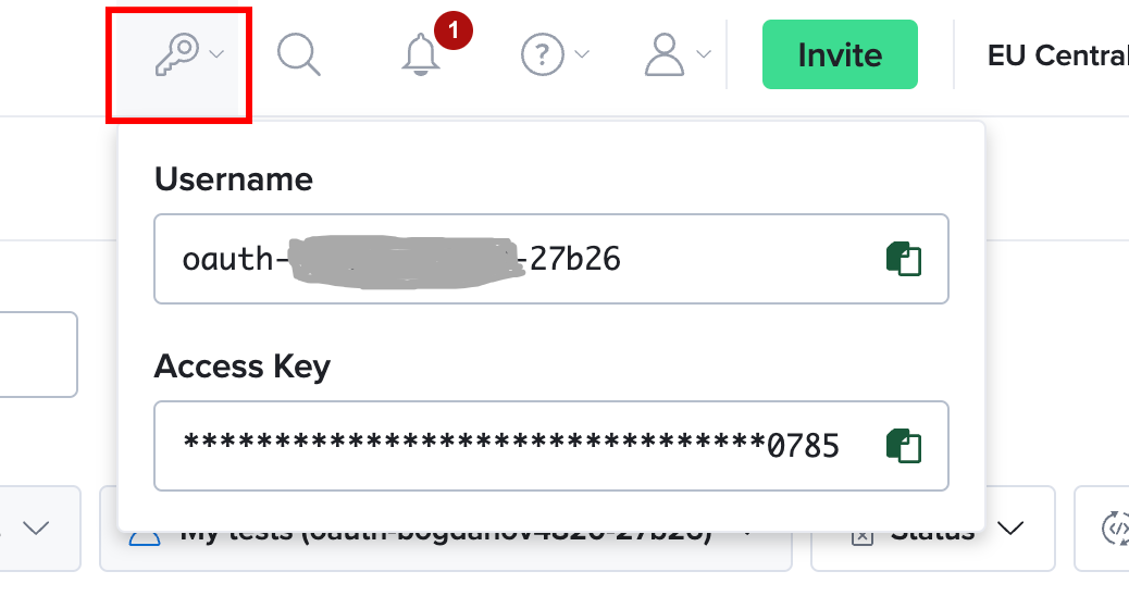 Getting a username and access key from Sauce Labs 