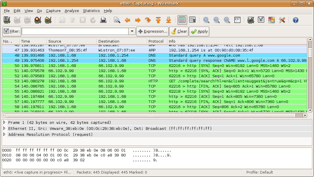 Wireshark interface