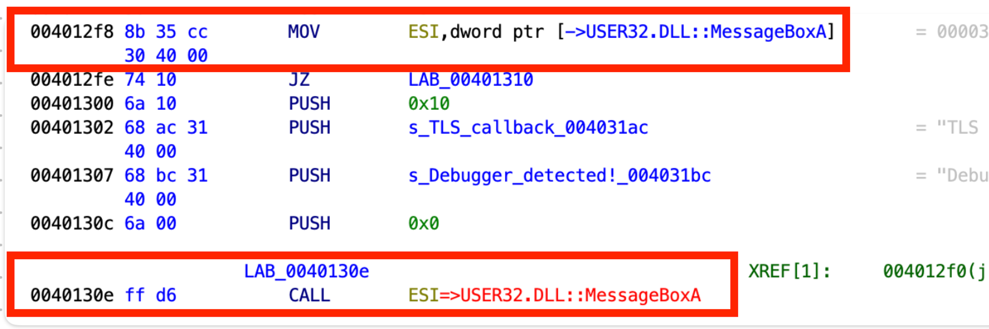 The part of the code where the application crashes